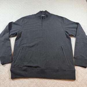 Mack Weldon Sweater Mens XL Gray Quarter Zip Cotton Stretch Mock Neck Long Sleev